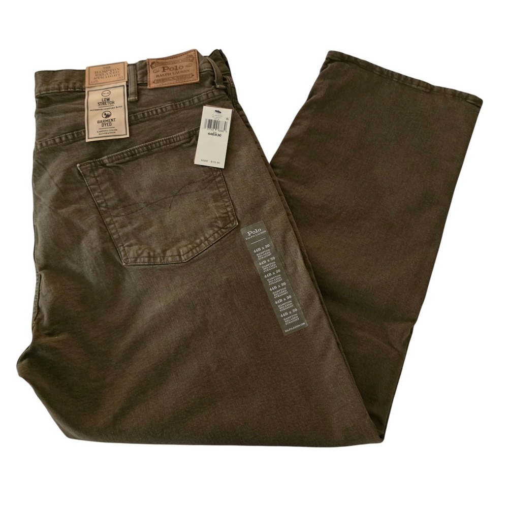 Polo Ralph Lauren Mens Pants Hampton Relaxed Straight Olive Green 44B x 30
